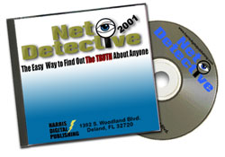 Net Detective - 2001 disk set. Powerful searchware to find out the TRUTH about anyone!